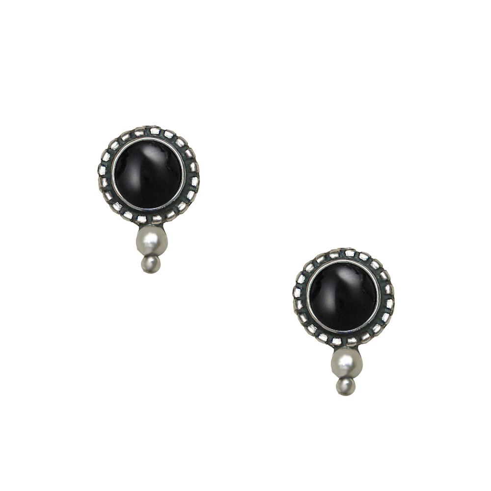 Sterling Silver Little Black Onyx Post Stud Earrings